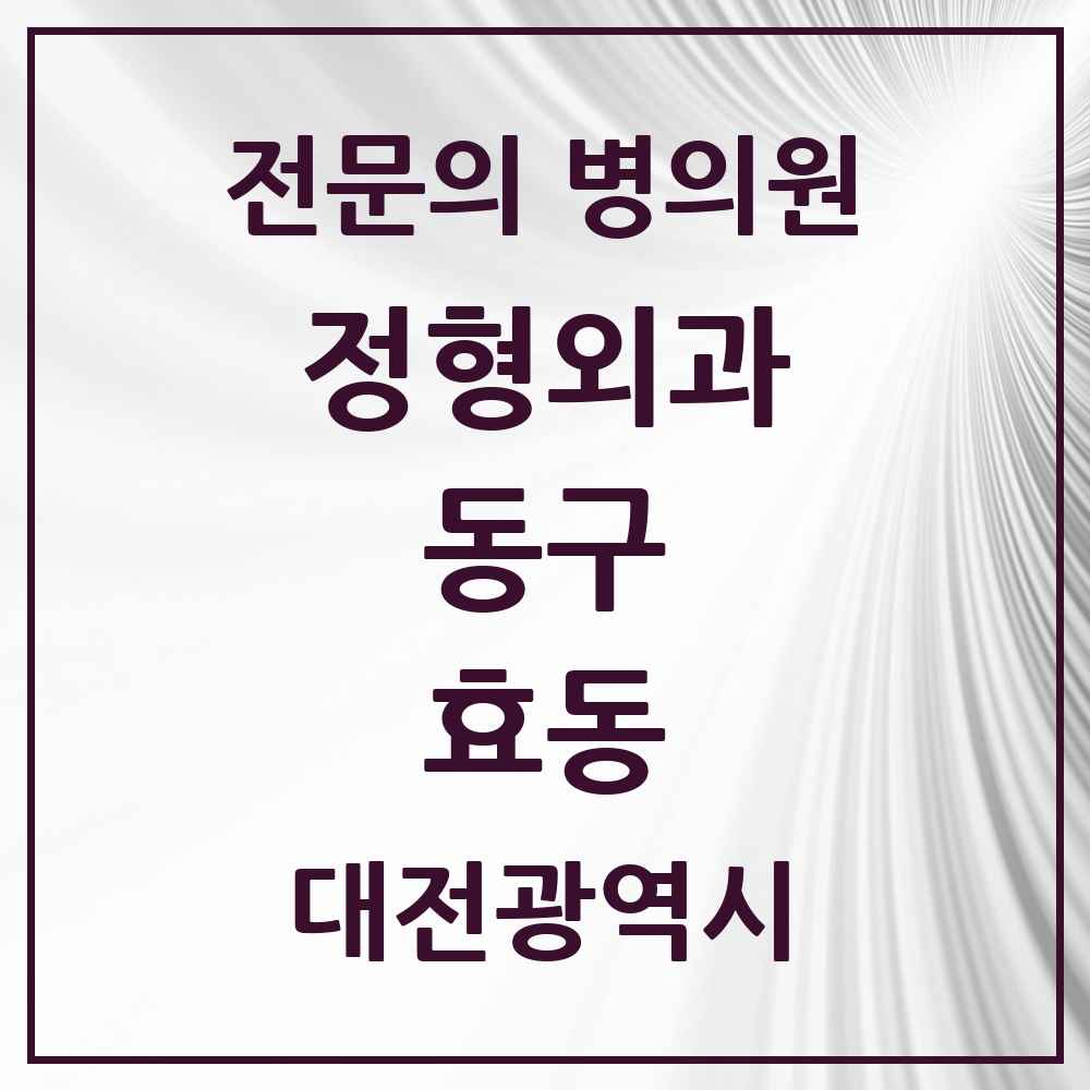 2025 대전광역시 동구 효동 정형외과 전문의 의원·병원 목록 1곳