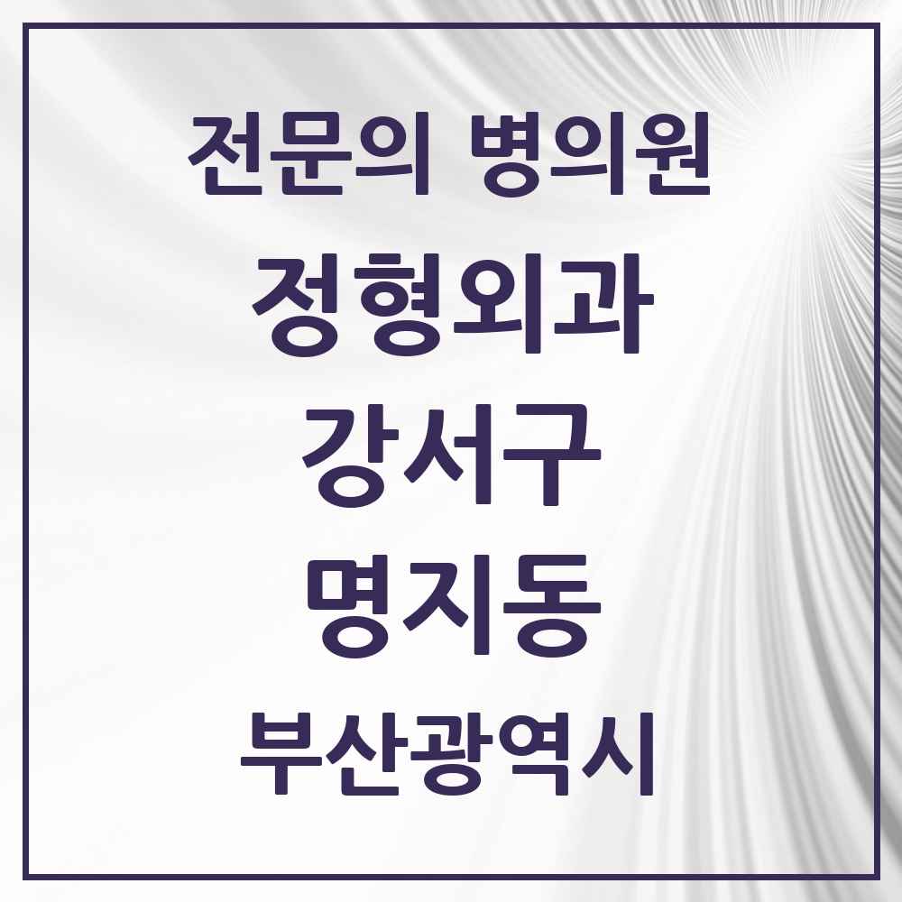 2025 부산광역시 강서구 명지동 정형외과 전문의 의원·병원 목록 5곳