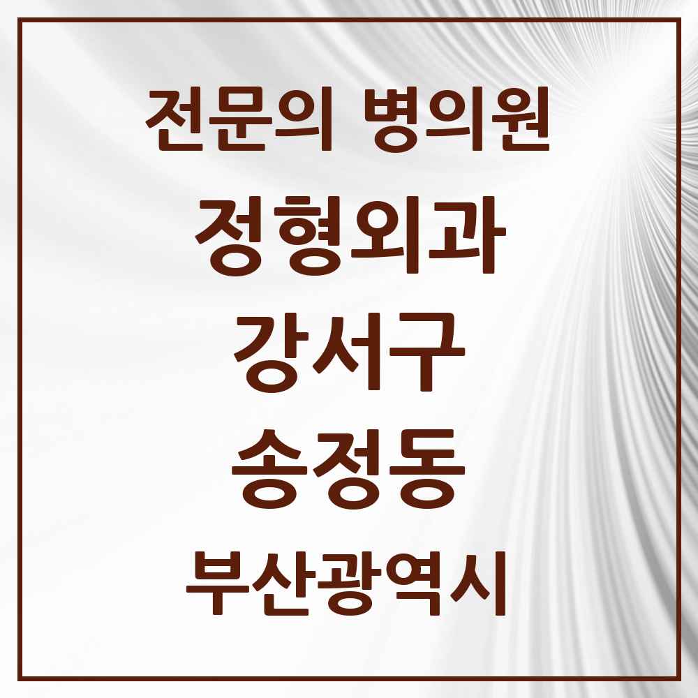 2025 부산광역시 강서구 송정동 정형외과 전문의 의원·병원 목록 1곳