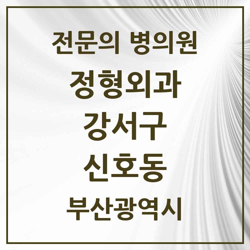 2025 부산광역시 강서구 신호동 정형외과 전문의 의원·병원 목록 1곳