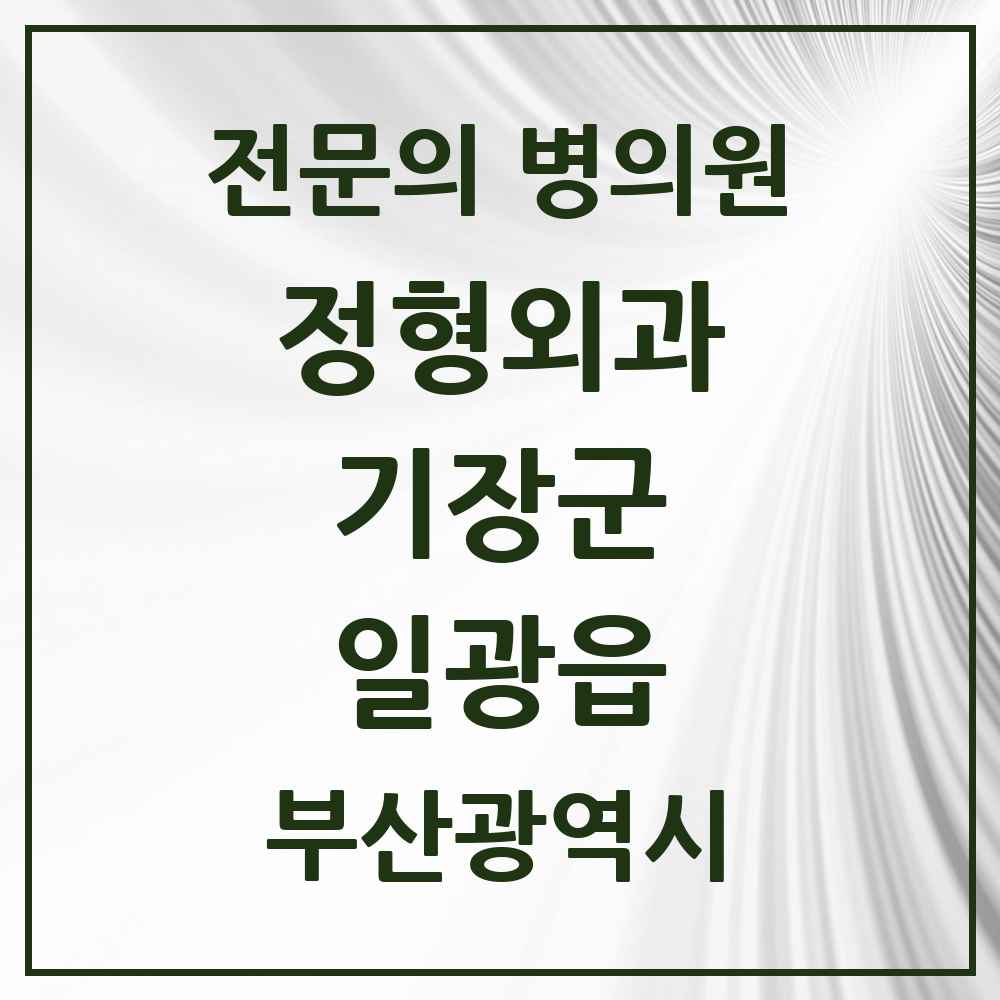 2025 부산광역시 기장군 일광읍 정형외과 전문의 의원·병원 목록 1곳