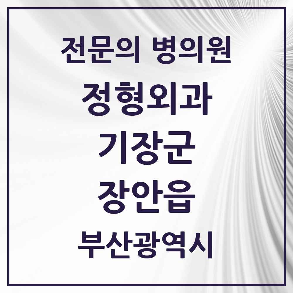 2025 부산광역시 기장군 장안읍 정형외과 전문의 의원·병원 목록 1곳
