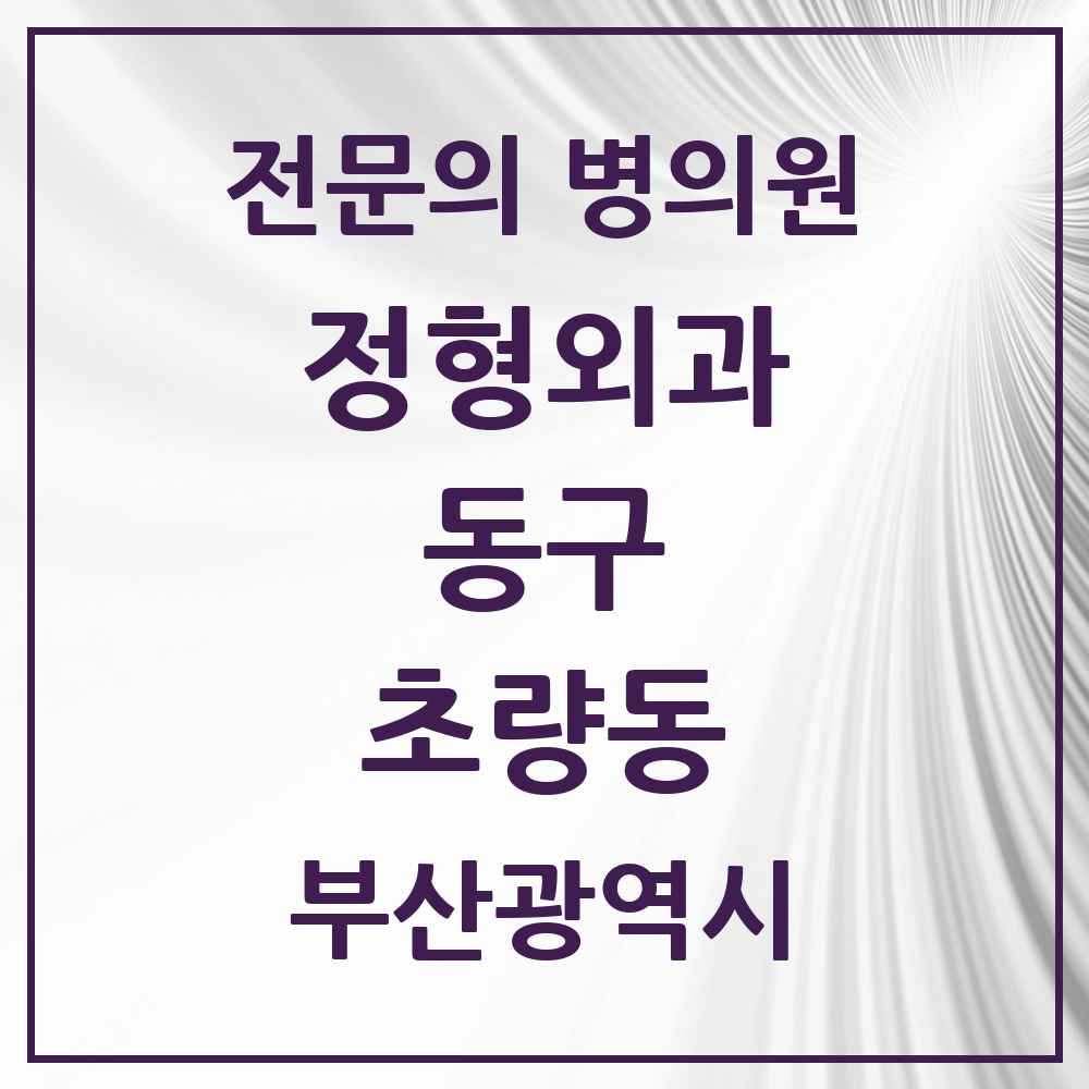 2025 부산광역시 동구 초량동 정형외과 전문의 의원·병원 목록 5곳