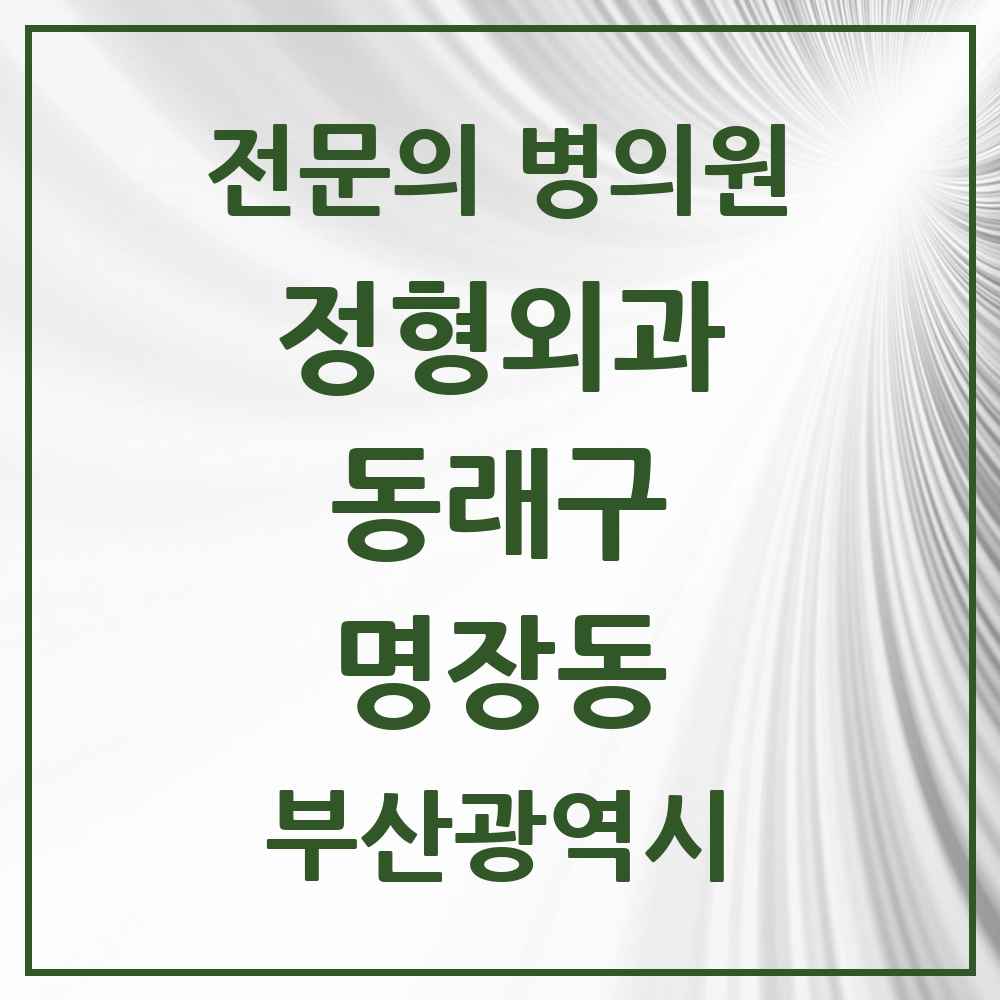 2025 부산광역시 동래구 명장동 정형외과 전문의 의원·병원 목록 1곳
