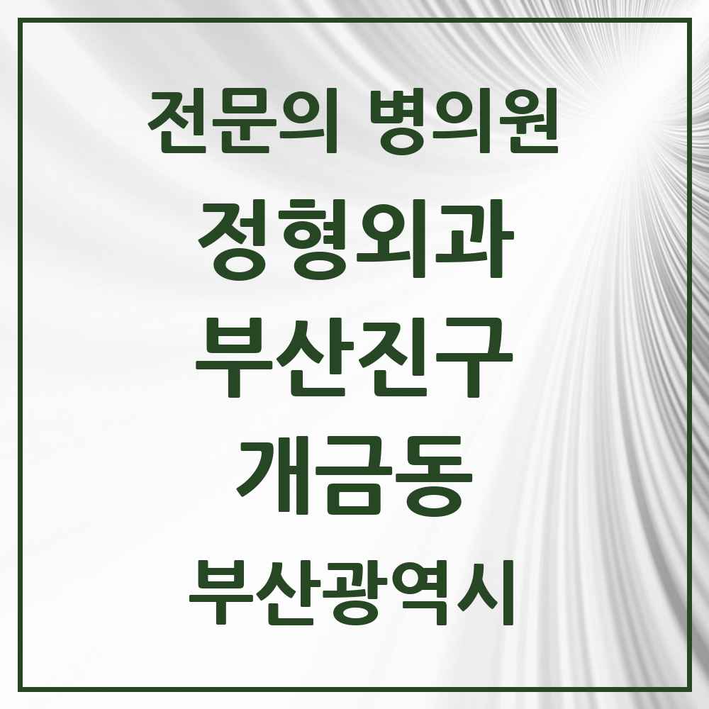 2025 부산광역시 부산진구 개금동 정형외과 전문의 의원·병원 목록 5곳