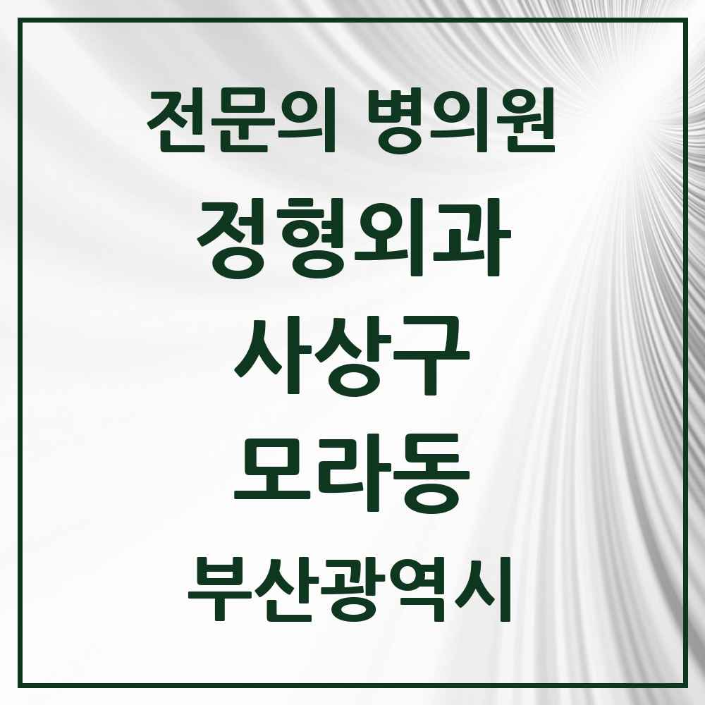 2025 부산광역시 사상구 모라동 정형외과 전문의 의원·병원 목록 2곳
