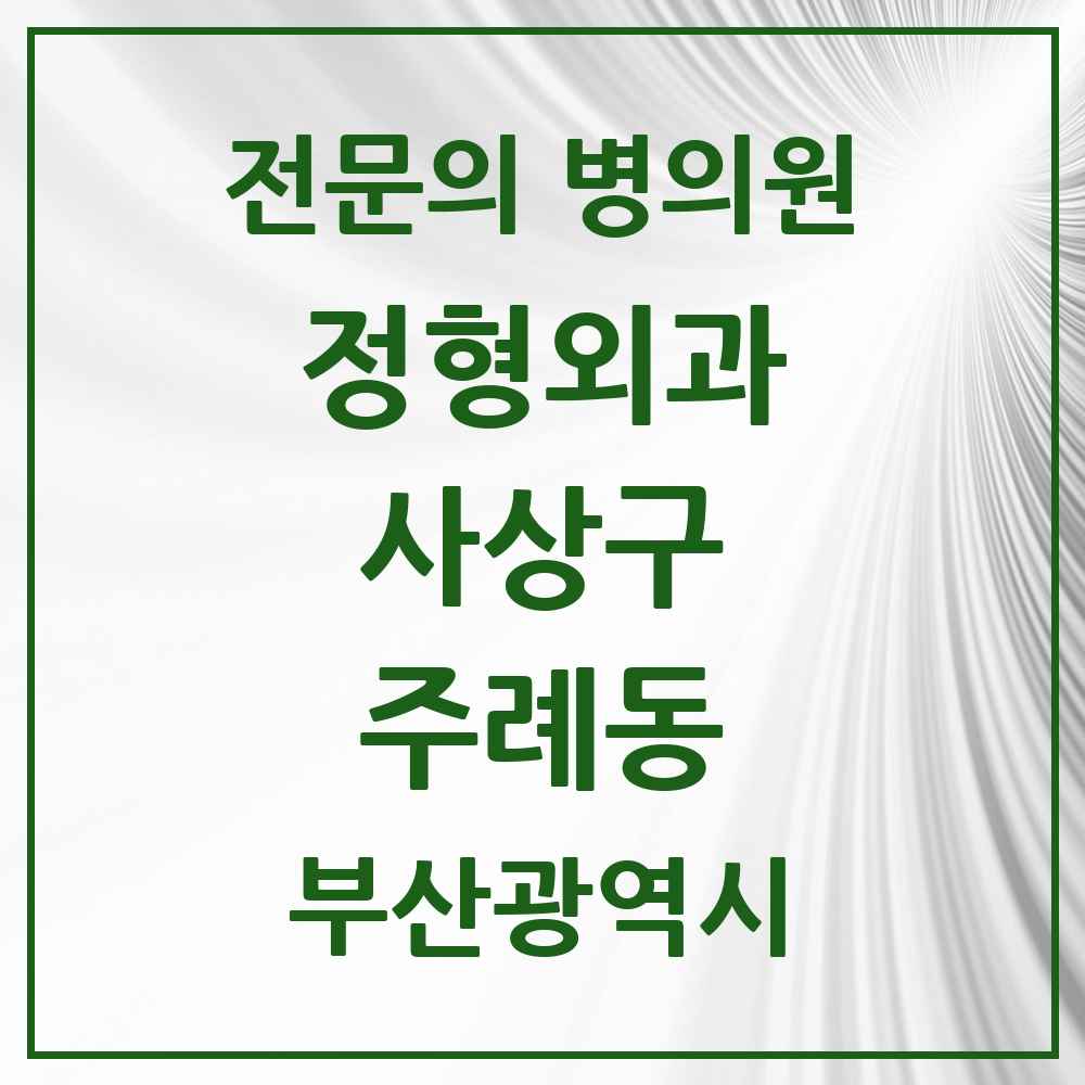 2025 부산광역시 사상구 주례동 정형외과 전문의 의원·병원 목록 3곳