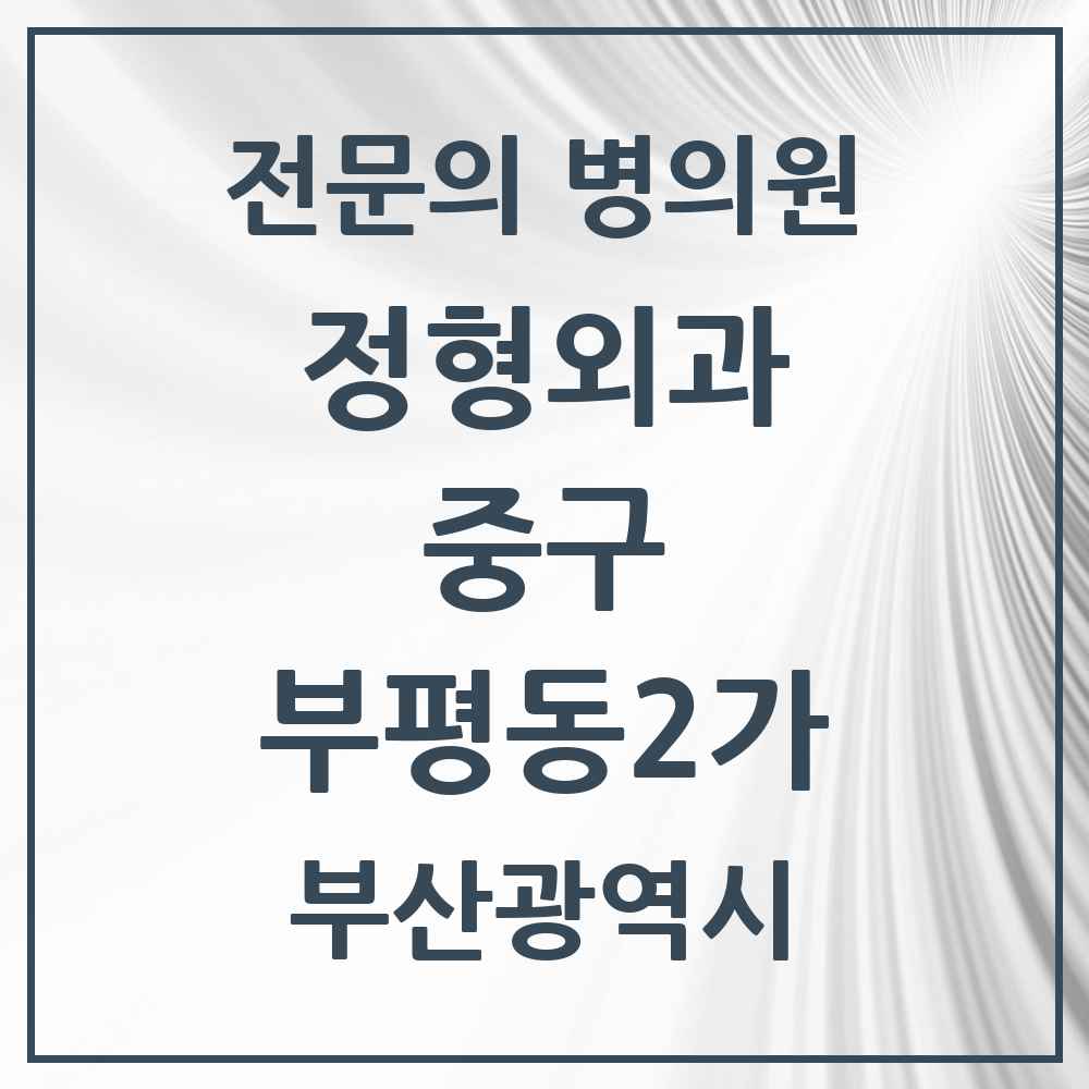 2025 부산광역시 중구 부평동2가 정형외과 전문의 의원·병원 목록 1곳