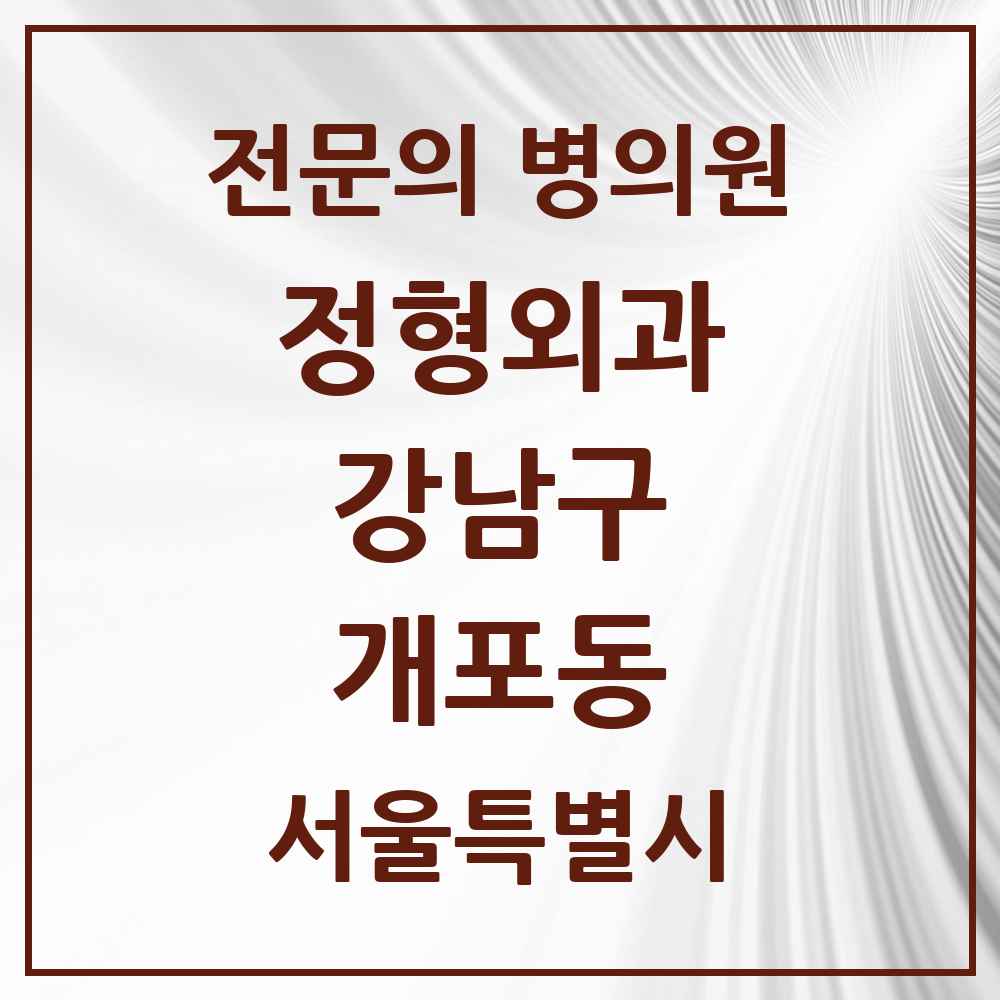 2025 서울특별시 강남구 개포동 정형외과 전문의 의원·병원 목록 5곳