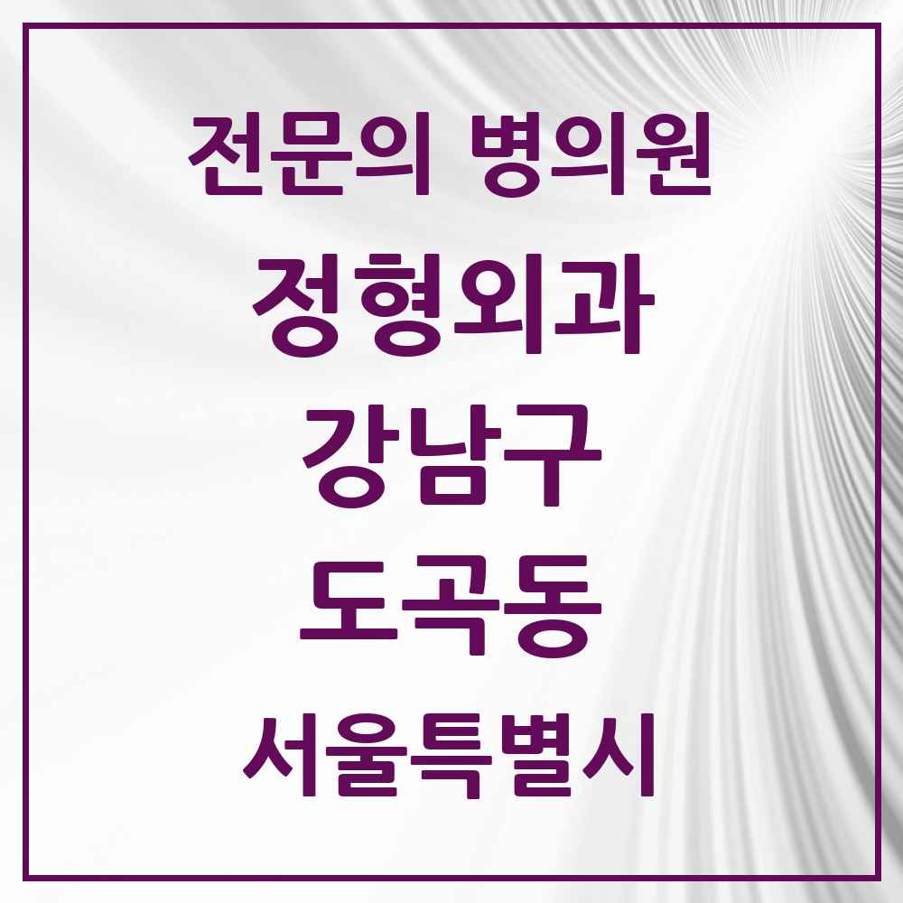 2025 서울특별시 강남구 도곡동 정형외과 전문의 의원·병원 목록 9곳