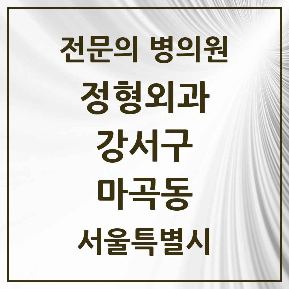 2025 서울특별시 강서구 마곡동 정형외과 전문의 의원·병원 목록 13곳