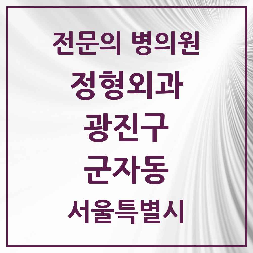 2025 서울특별시 광진구 군자동 정형외과 전문의 의원·병원 목록 2곳
