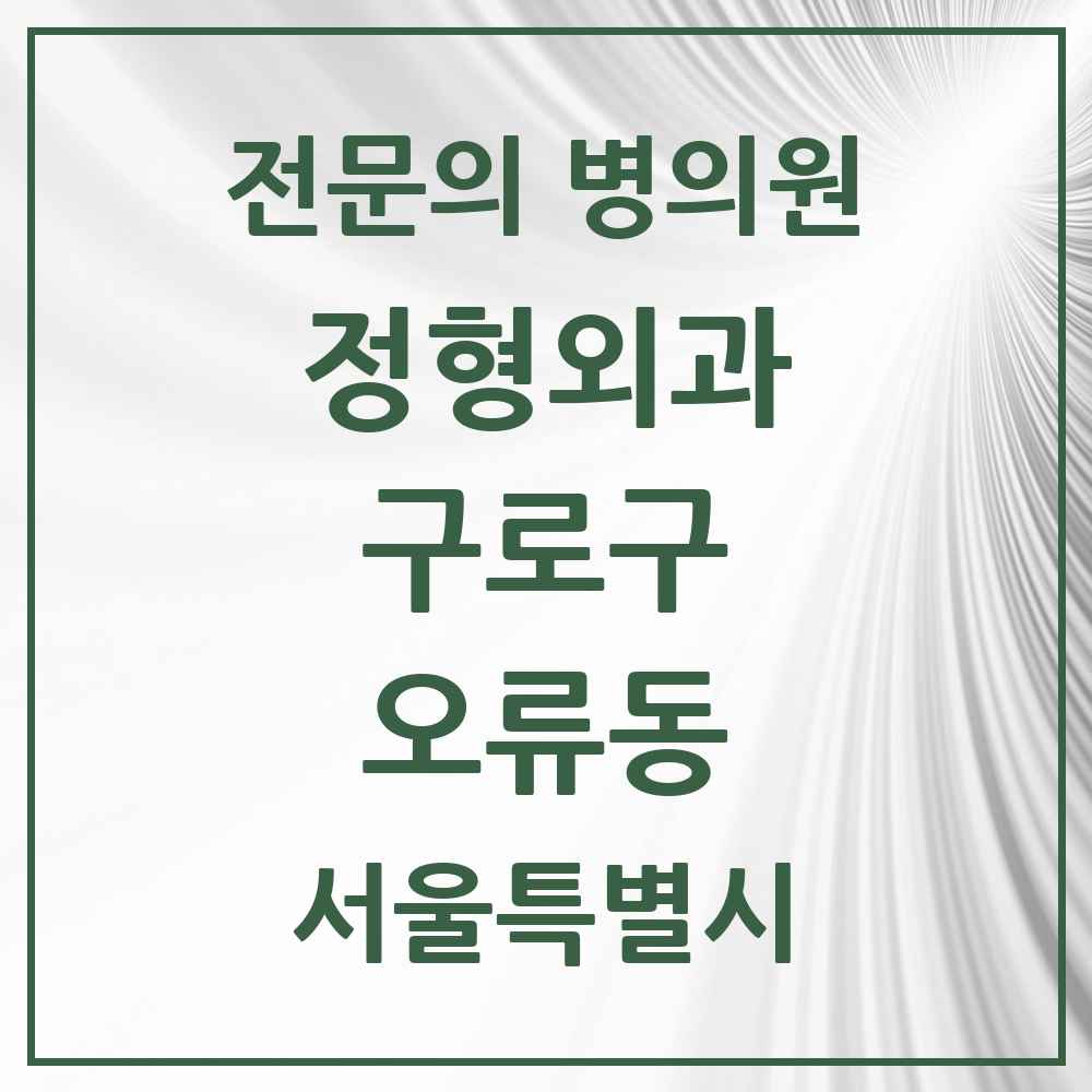 2025 서울특별시 구로구 오류동 정형외과 전문의 의원·병원 목록 5곳