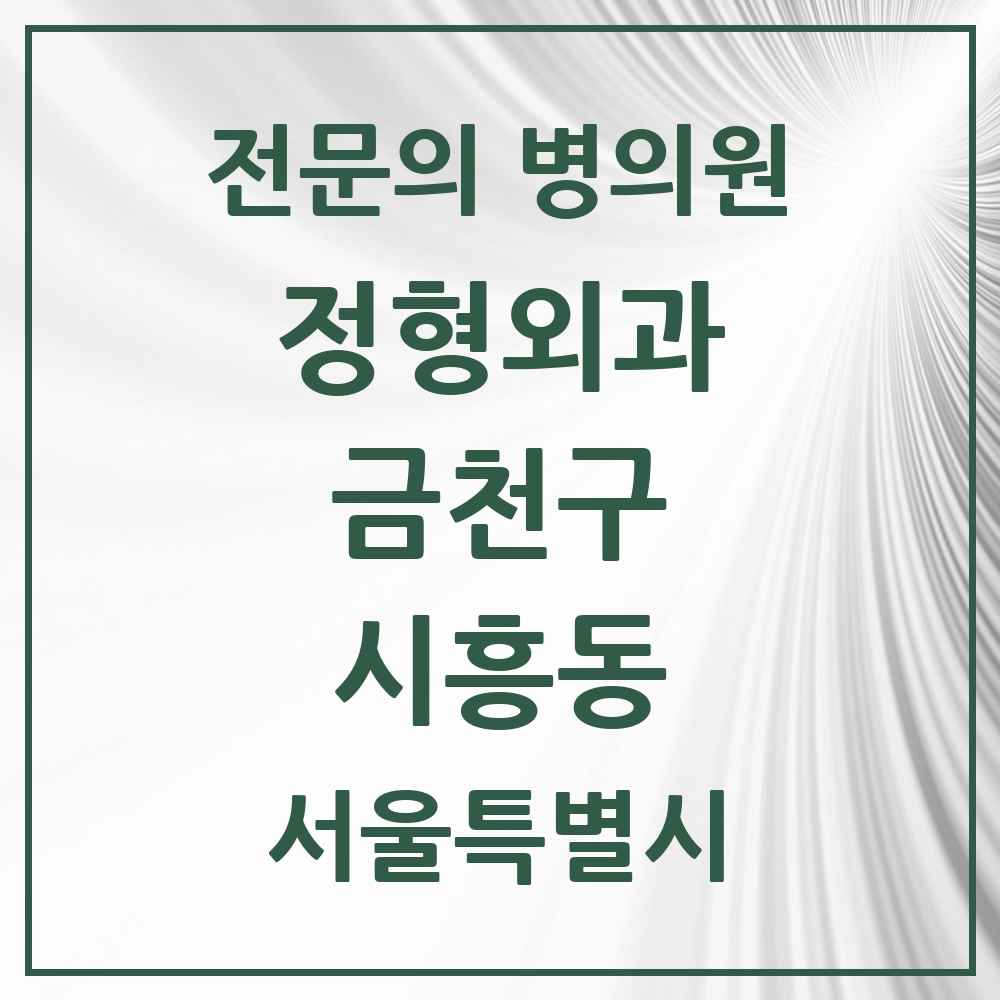 2025 서울특별시 금천구 시흥동 정형외과 전문의 의원·병원 목록 10곳