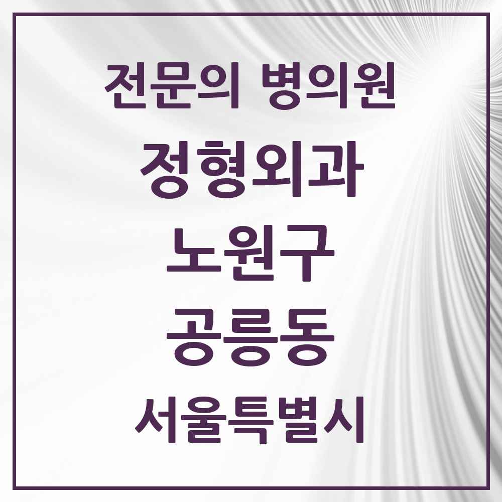 2025 서울특별시 노원구 공릉동 정형외과 전문의 의원·병원 목록 9곳