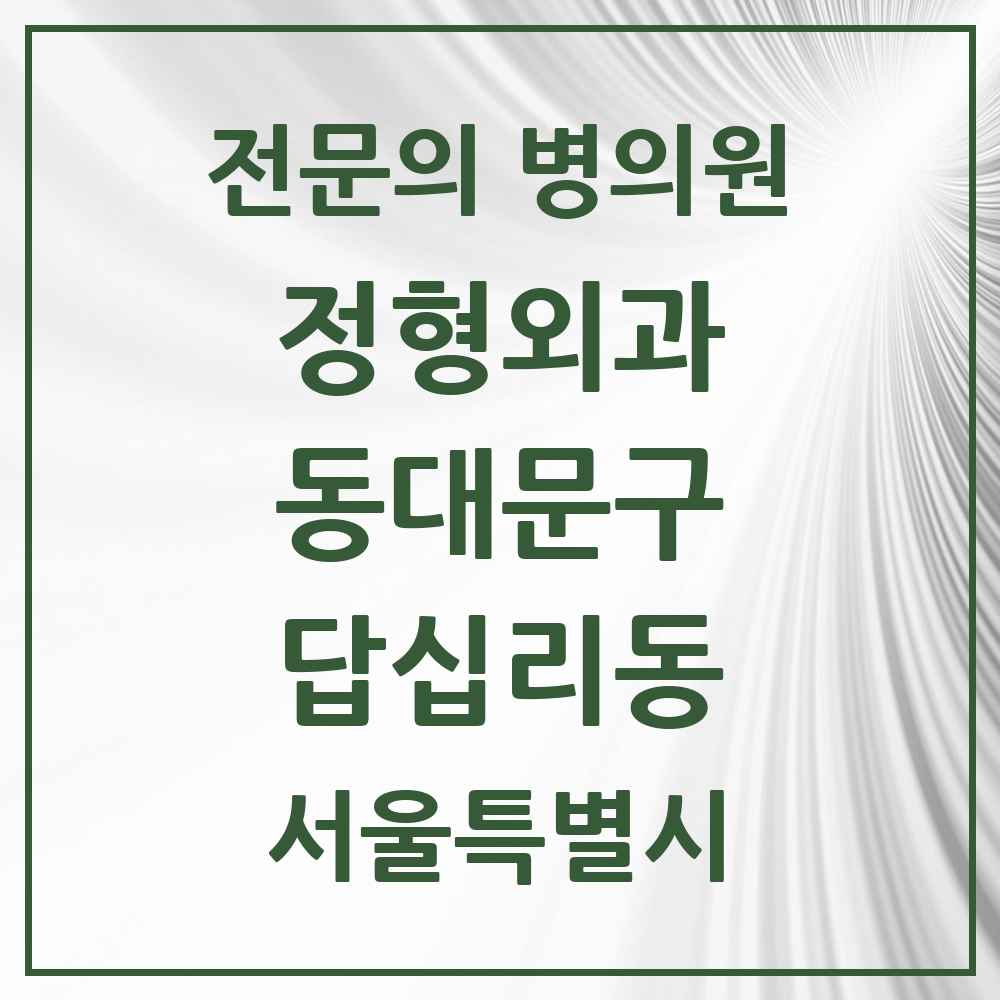2025 서울특별시 동대문구 답십리동 정형외과 전문의 의원·병원 목록 7곳