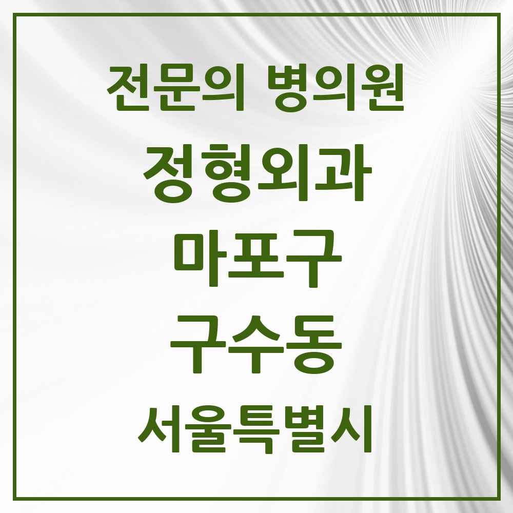 2025 서울특별시 마포구 구수동 정형외과 전문의 의원·병원 목록 1곳