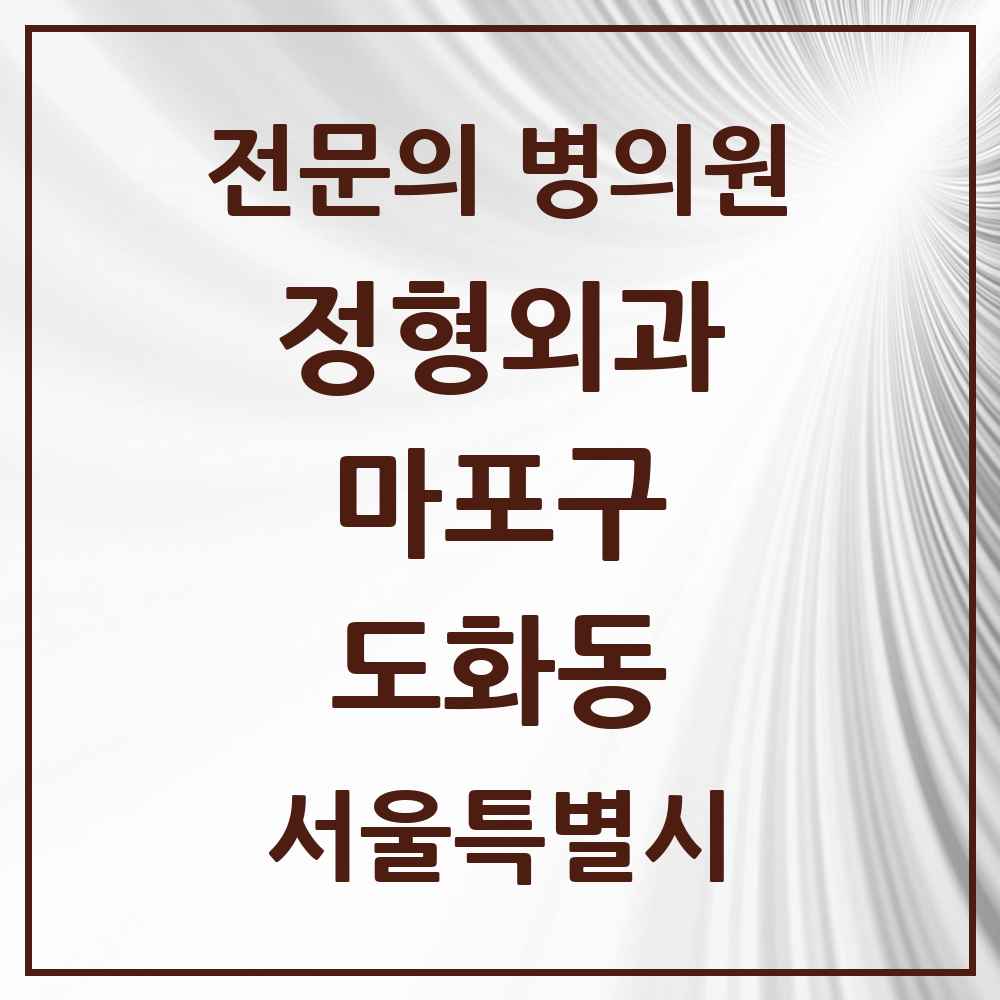 2025 서울특별시 마포구 도화동 정형외과 전문의 의원·병원 목록 4곳