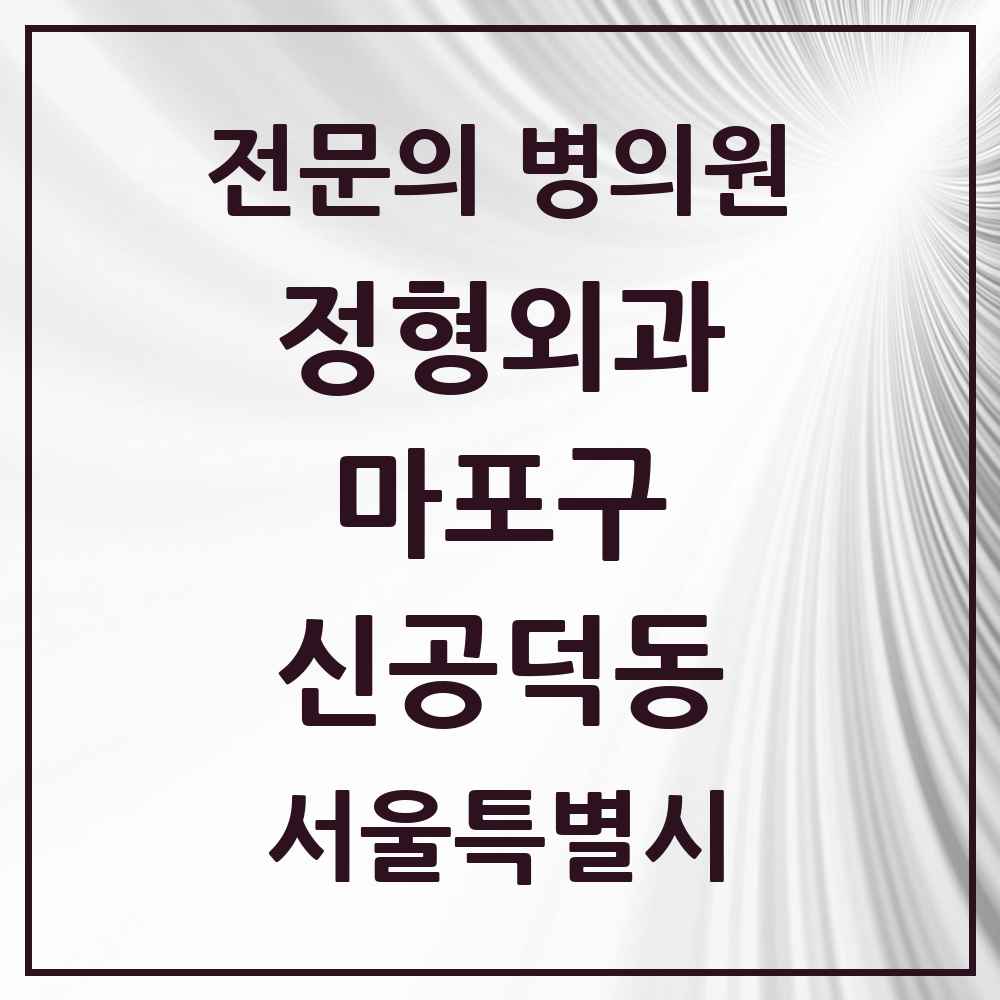 2025 서울특별시 마포구 신공덕동 정형외과 전문의 의원·병원 목록 1곳