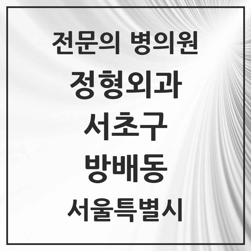 2025 서울특별시 서초구 방배동 정형외과 전문의 의원·병원 목록 13곳