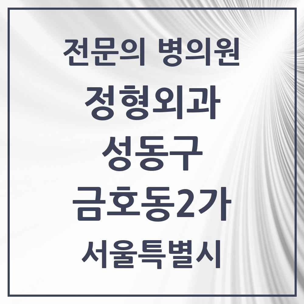 2025 서울특별시 성동구 금호동2가 정형외과 전문의 의원·병원 목록 2곳
