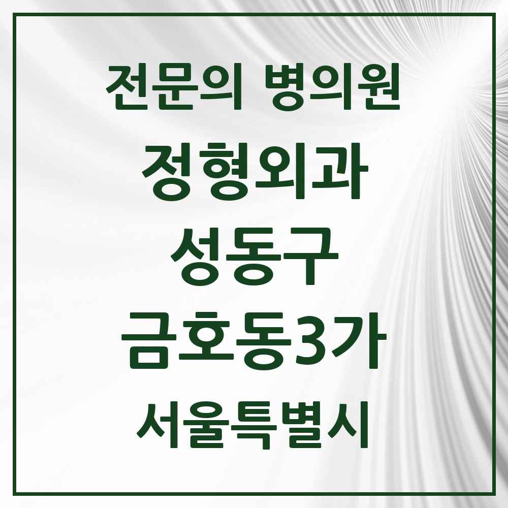 2025 서울특별시 성동구 금호동3가 정형외과 전문의 의원·병원 목록 2곳