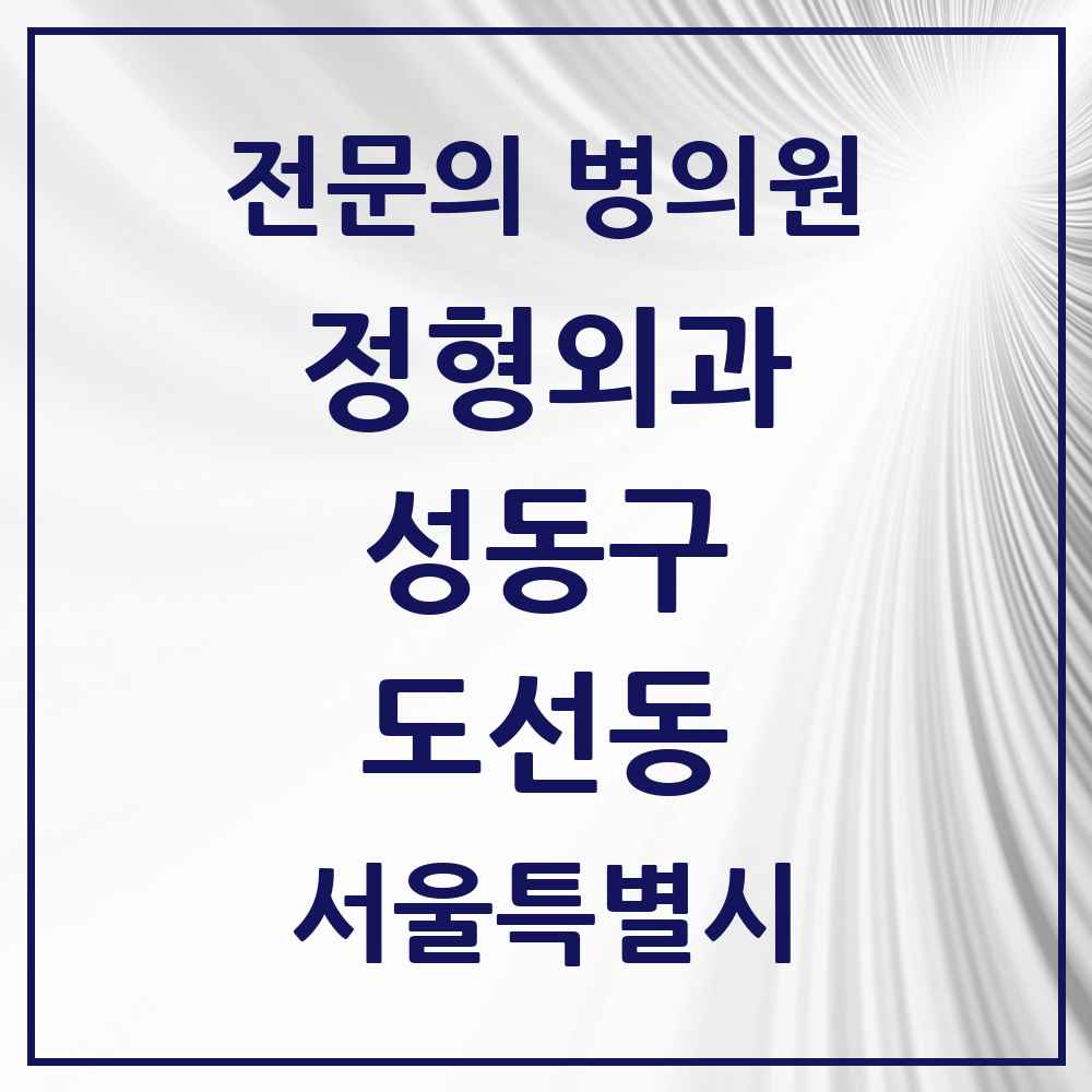 2025 서울특별시 성동구 도선동 정형외과 전문의 의원·병원 목록 2곳