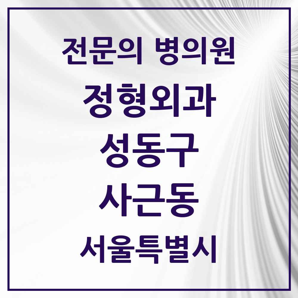 2025 서울특별시 성동구 사근동 정형외과 전문의 의원·병원 목록 1곳