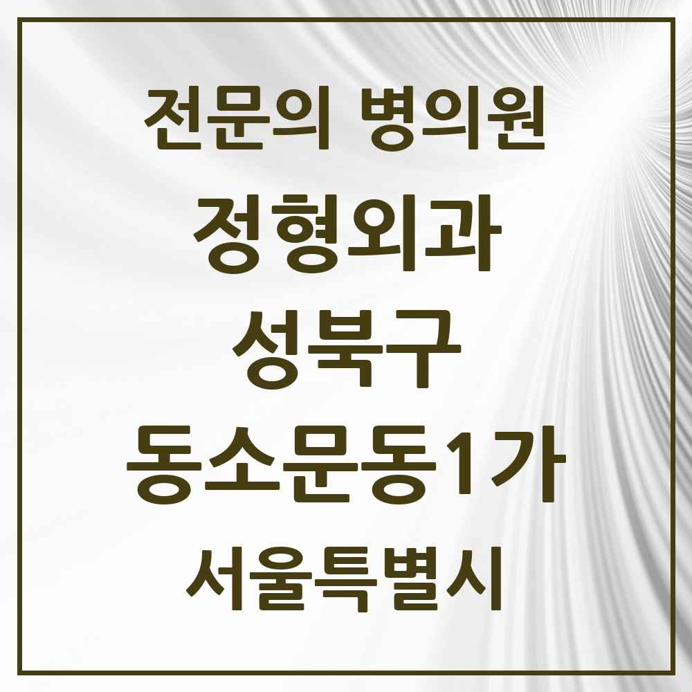 2025 서울특별시 성북구 동소문동1가 정형외과 전문의 의원·병원 목록 1곳