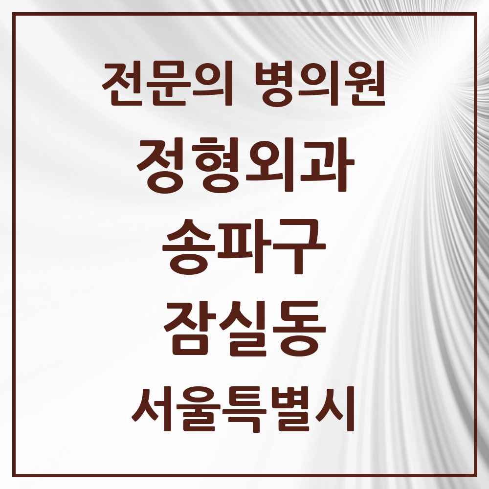 2025 서울특별시 송파구 잠실동 정형외과 전문의 의원·병원 목록 11곳