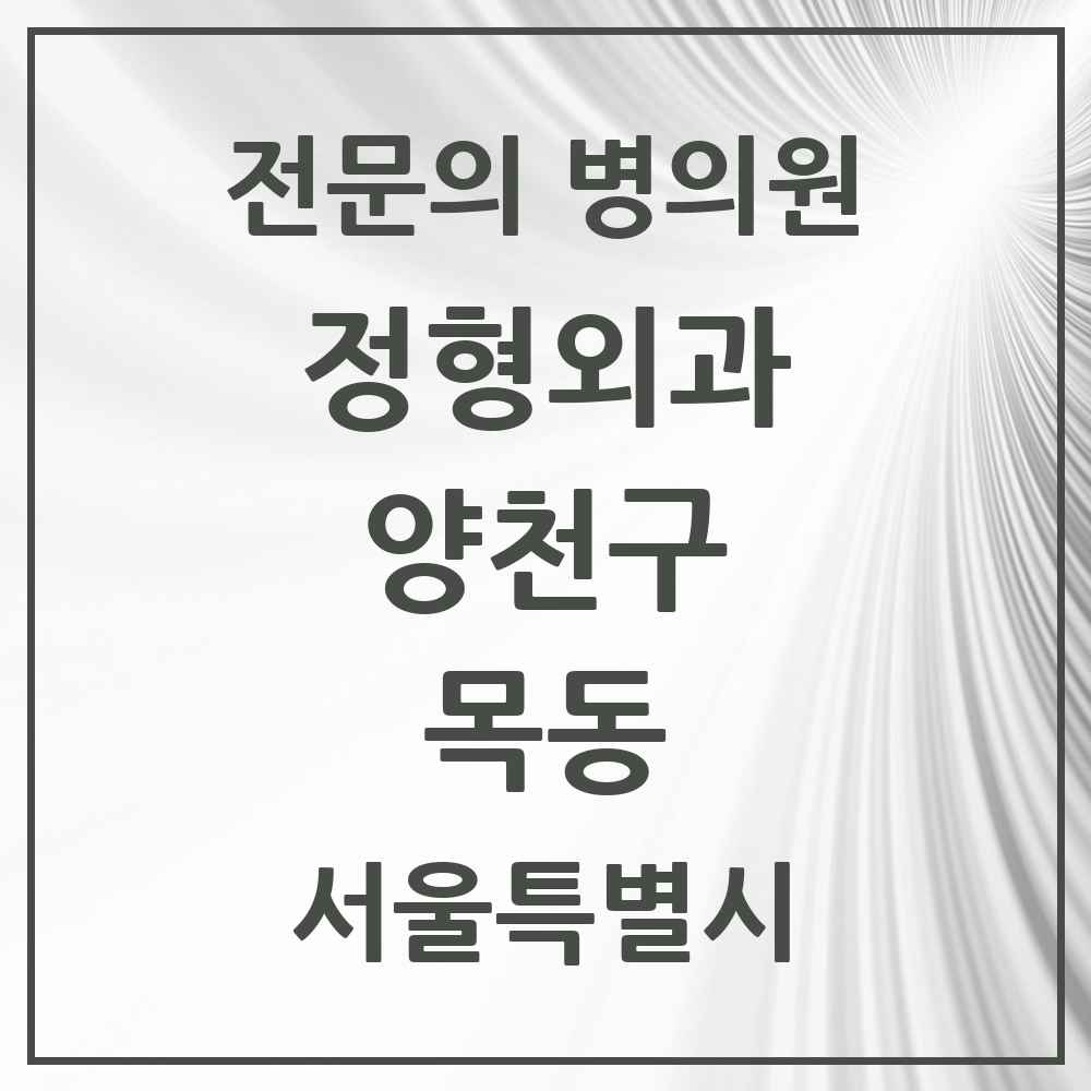 2025 서울특별시 양천구 목동 정형외과 전문의 의원·병원 목록 13곳