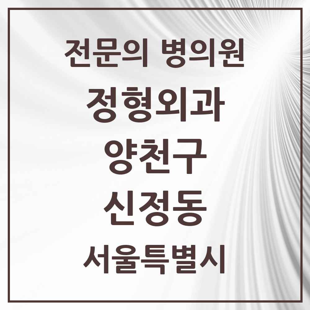 2025 서울특별시 양천구 신정동 정형외과 전문의 의원·병원 목록 15곳