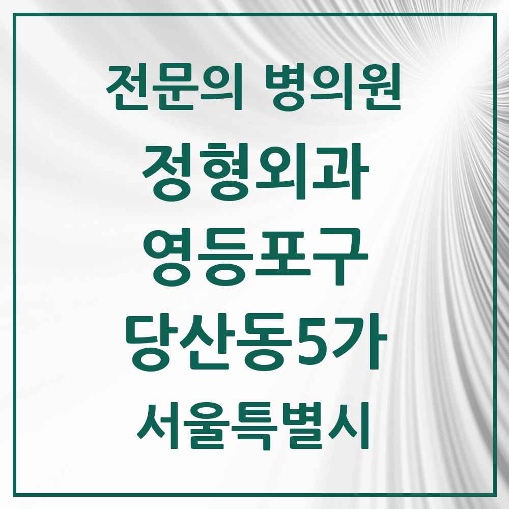 2025 서울특별시 영등포구 당산동5가 정형외과 전문의 의원·병원 목록 1곳