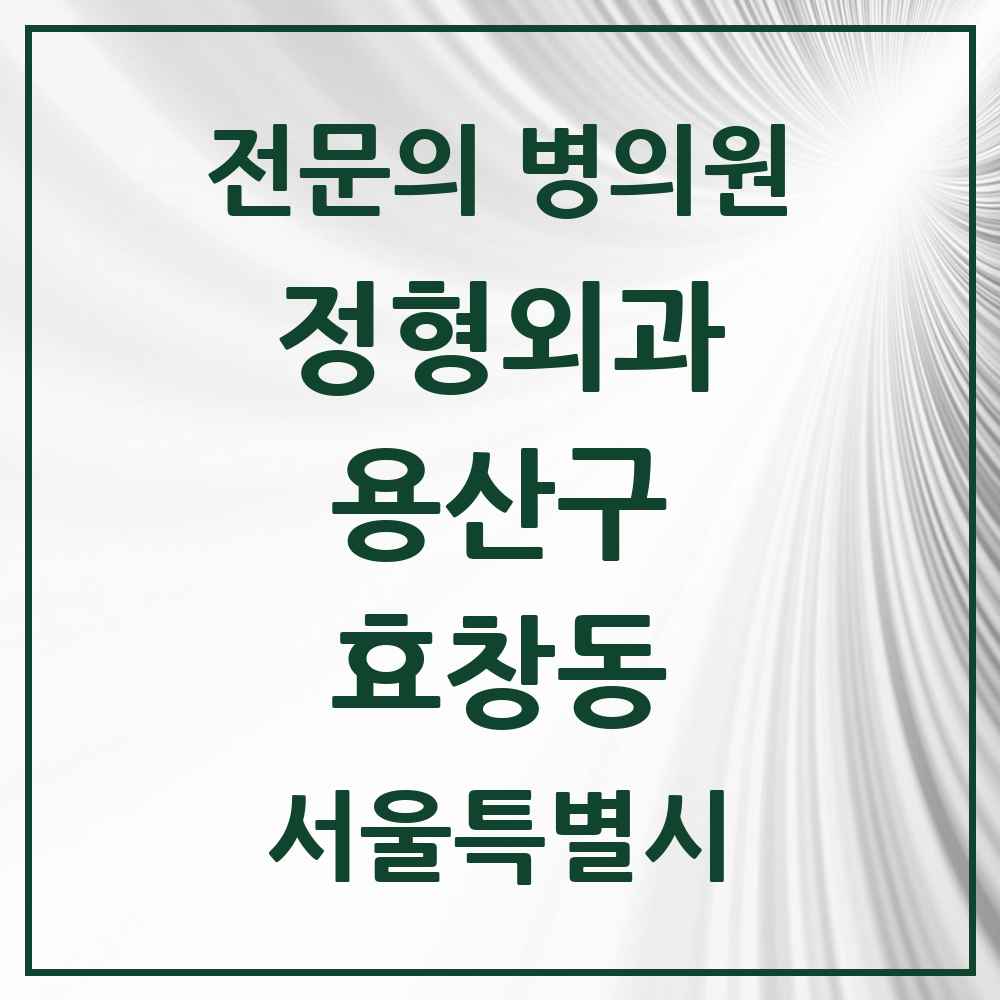 2025 서울특별시 용산구 효창동 정형외과 전문의 의원·병원 목록 1곳
