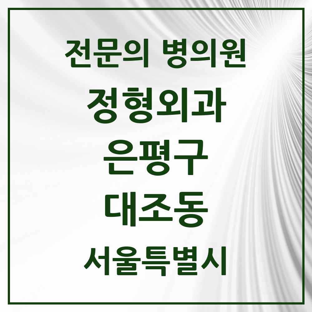 2025 서울특별시 은평구 대조동 정형외과 전문의 의원·병원 목록 5곳