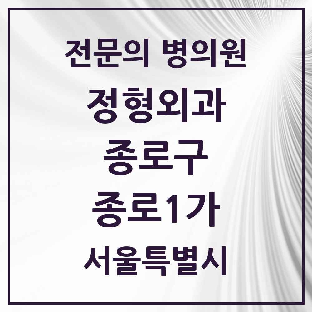 2025 서울특별시 종로구 종로1가 정형외과 전문의 의원·병원 목록 1곳