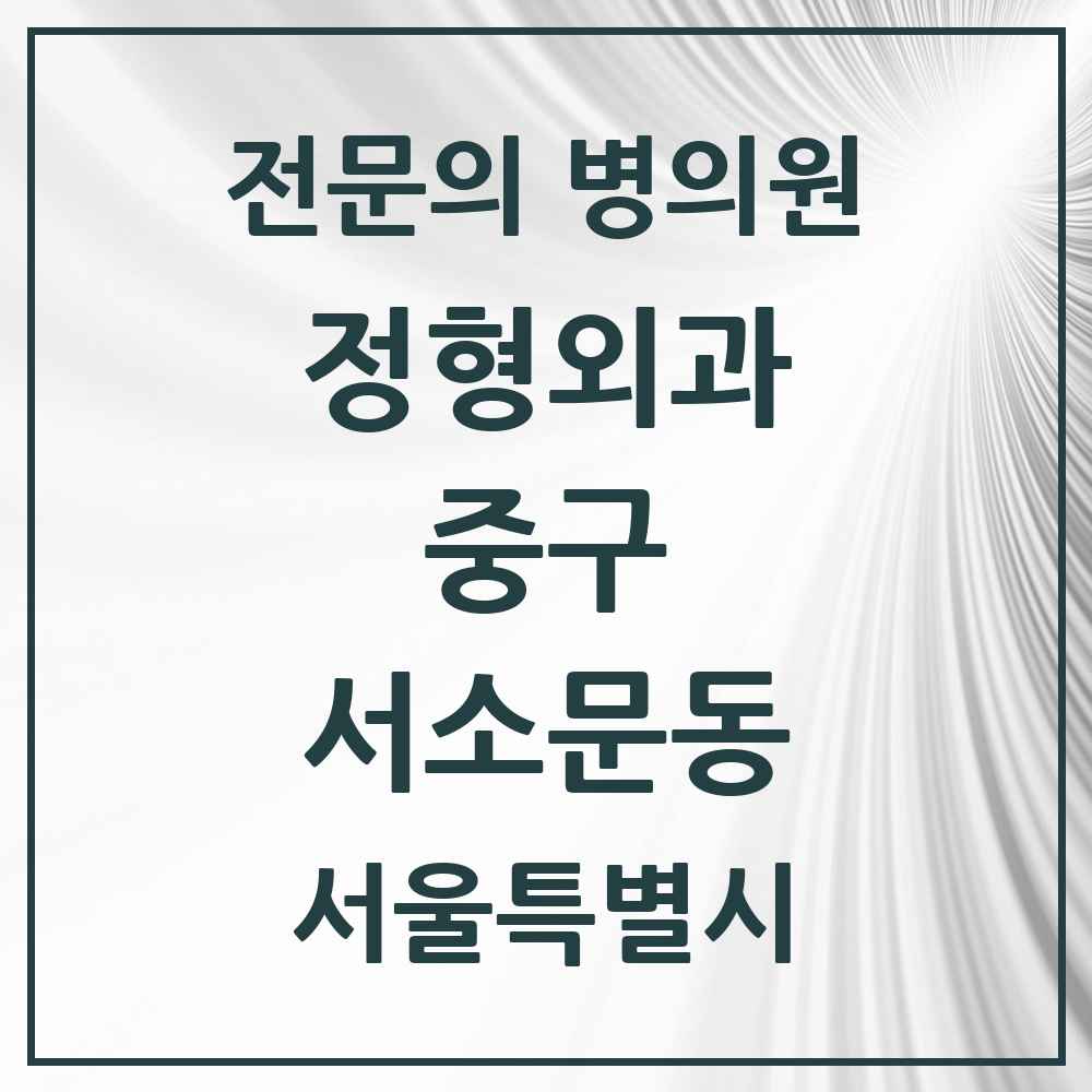 2025 서울특별시 중구 서소문동 정형외과 전문의 의원·병원 목록 1곳