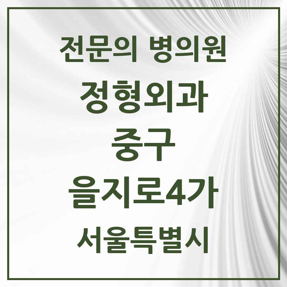 2025 서울특별시 중구 을지로4가 정형외과 전문의 의원·병원 목록 1곳