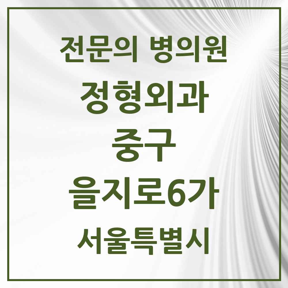 2025 서울특별시 중구 을지로6가 정형외과 전문의 의원·병원 목록 1곳