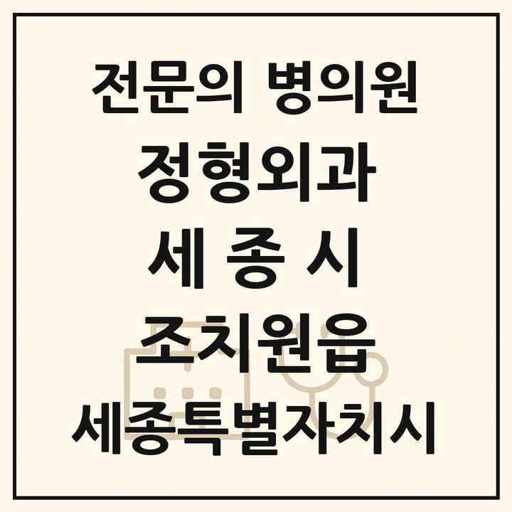 2026 세종특별자치시 세종시 조치원읍 정형외과 전문의 의원·병원 목록 3곳