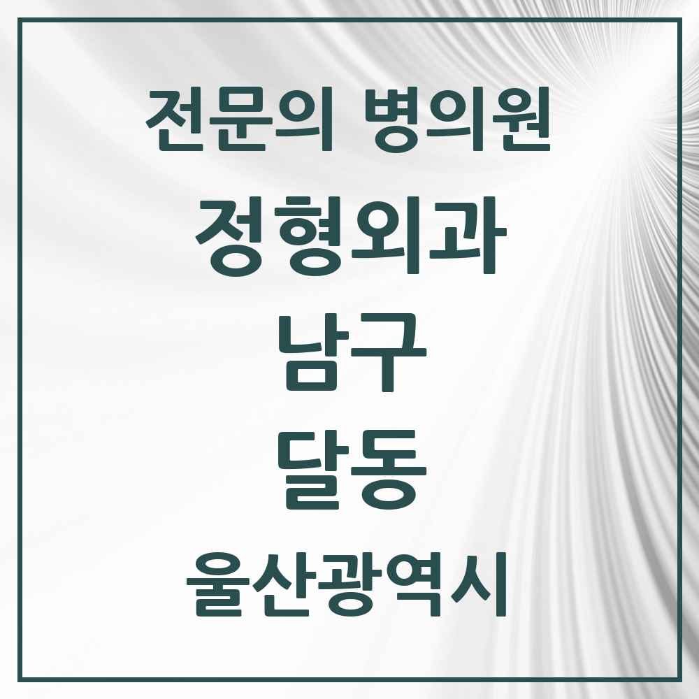 2025 울산광역시 남구 달동 정형외과 전문의 의원·병원 목록 6곳