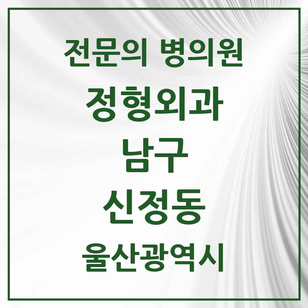 2025 울산광역시 남구 신정동 정형외과 전문의 의원·병원 목록 9곳