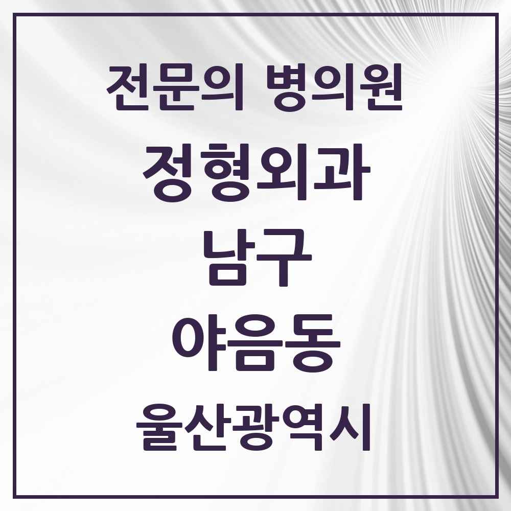 2025 울산광역시 남구 야음동 정형외과 전문의 의원·병원 목록 1곳