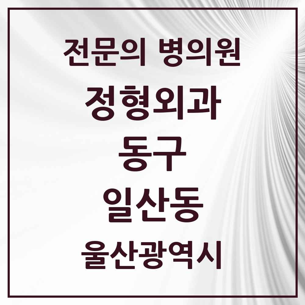 2025 울산광역시 동구 일산동 정형외과 전문의 의원·병원 목록 1곳