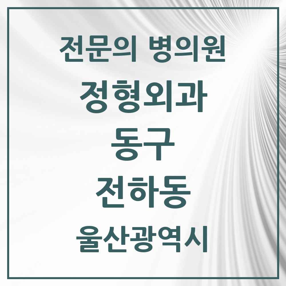 2025 울산광역시 동구 전하동 정형외과 전문의 의원·병원 목록 5곳