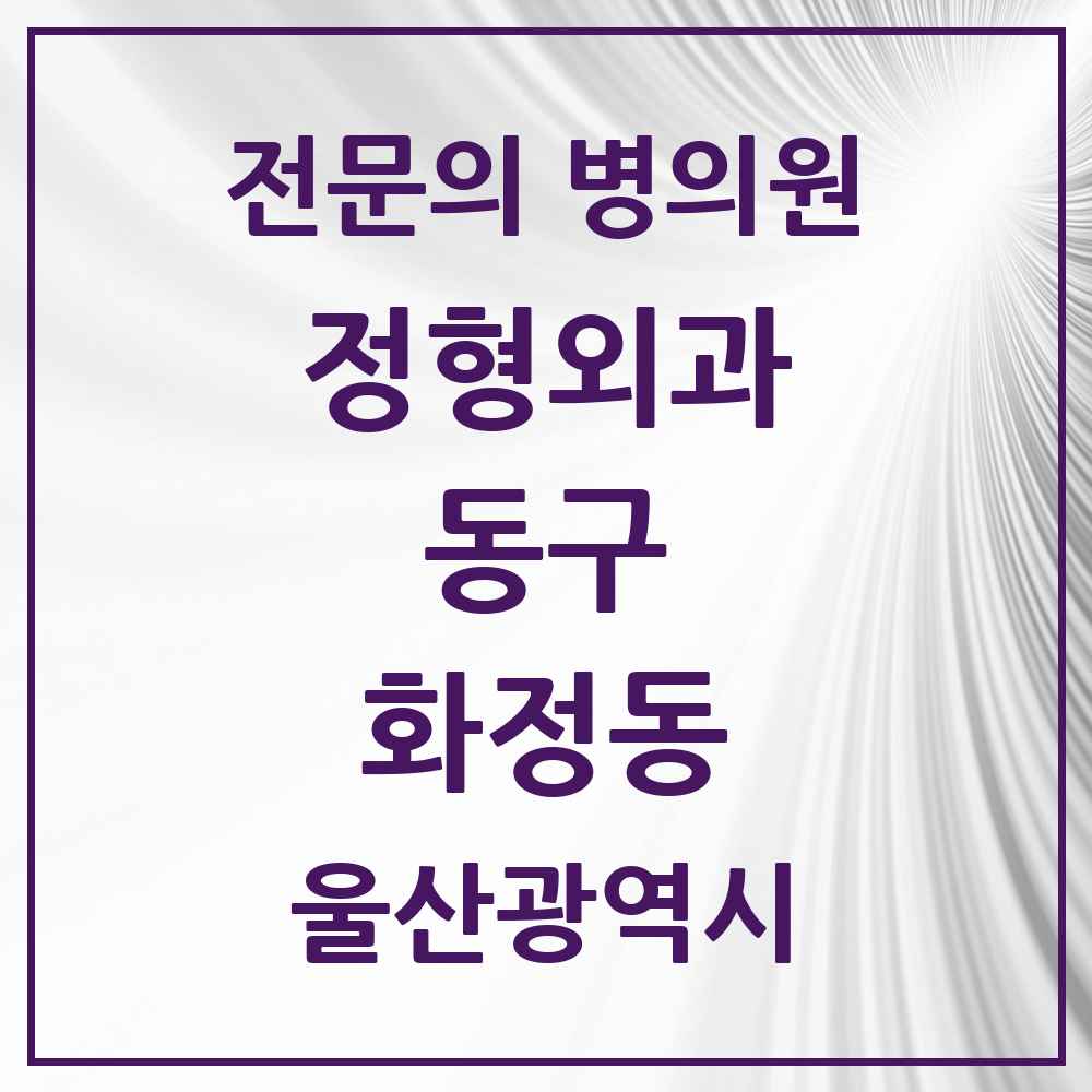 2025 울산광역시 동구 화정동 정형외과 전문의 의원·병원 목록 2곳
