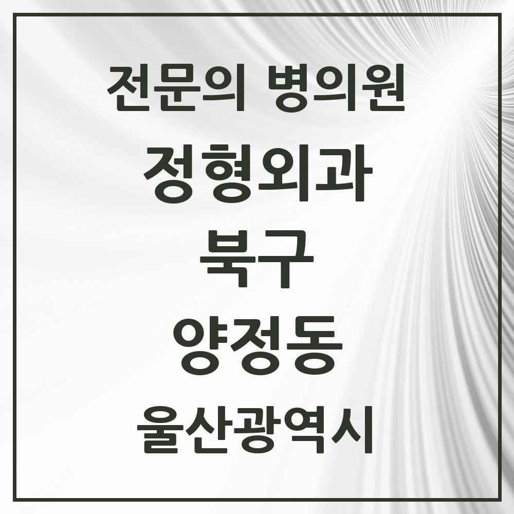 2025 울산광역시 북구 양정동 정형외과 전문의 의원·병원 목록 1곳