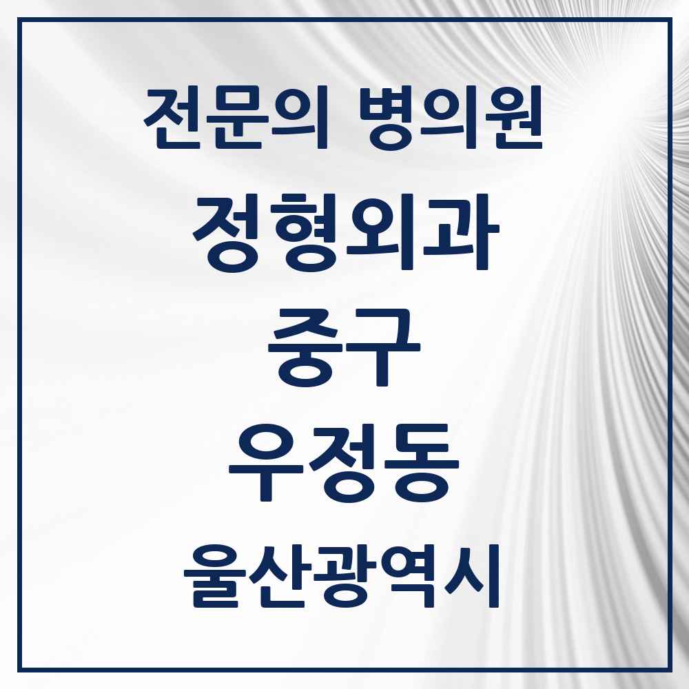 2025 울산광역시 중구 우정동 정형외과 전문의 의원·병원 목록 1곳