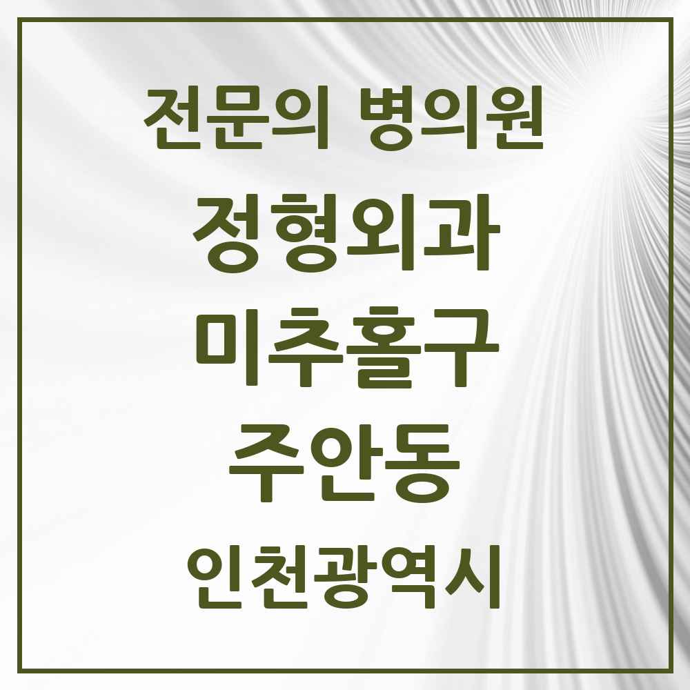 2025 인천광역시 미추홀구 주안동 정형외과 전문의 의원·병원 목록 13곳