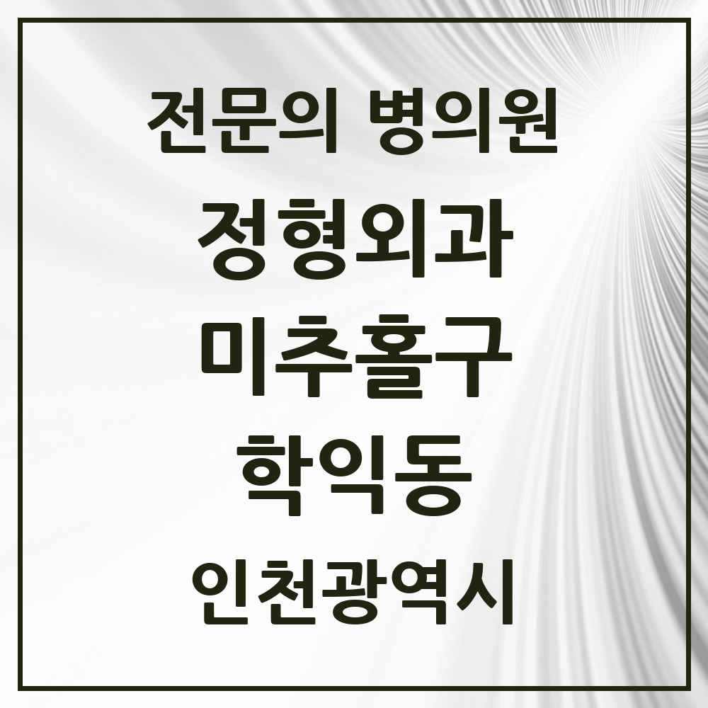 2025 인천광역시 미추홀구 학익동 정형외과 전문의 의원·병원 목록 2곳